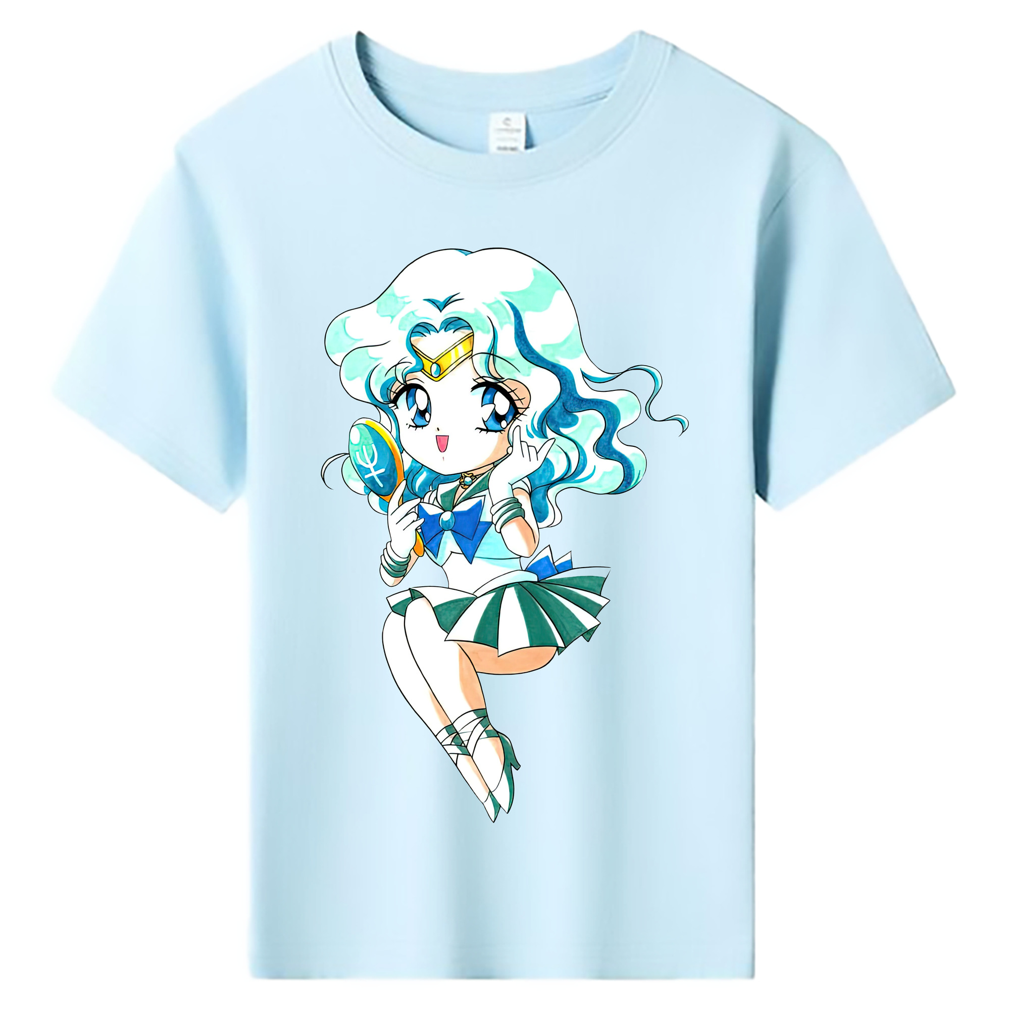 （画像用） 美少女戦士セーラームーン 海王 みちる（かいおう みちる） Sailor Moon Kaiou Michiru 綿100％キッズTシャツ（フロントプリント）
